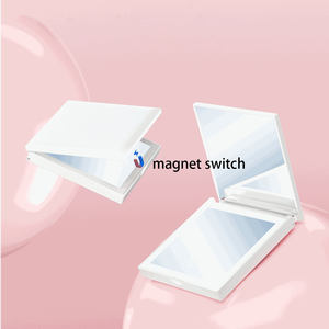 Zonyin 2X放大便携式塑料折叠口袋旅行化妆镜方形2面发光二极管灯批发化妆镜 - Product Image 5