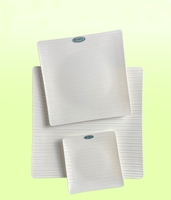 Assiette carrée en mélamine de qualité alimentaire, écologique, à rayures blanches, durable, sans BPA, passe au lave-vaisselle, vente en gros pour restaurants