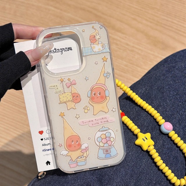 Apple iPhone 16 Pro Max Cute Star Cartoon Design Painted Technique All-inclusive Drop-resistant Phone Case
