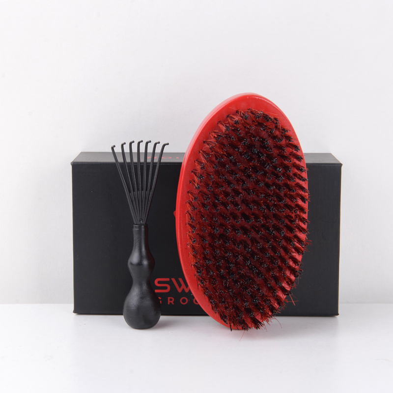 Red Wave Brush Set Custom logo wave brush private label 360 wave brush free with cleaning tool
