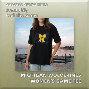 Camiseta de Verano para Mujer con Estampado de los Wolverines, Manga Corta, 100% Algodón, Ropa para el Día del Partido, Artículos para Fanáticas Universitarias, Linda y Moderna - Product Image 2