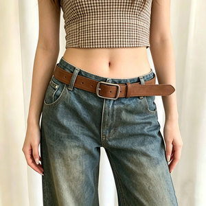 <span class=keywords><strong>Ceinture</strong></span> coréenne vintage pour femme en daim synthétique avec boucle ardillon en alliage, largeur 3,2 cm, pour jeans, pantalons et robes - Product Image 1