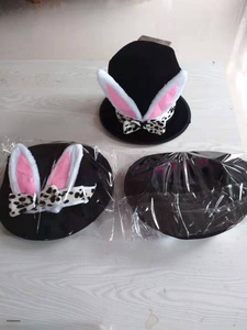 Chapeau drôle de Pâques fantaisie <span class=keywords><strong>chapelier</strong></span> <span class=keywords><strong>fou</strong></span> personnalisé chapeaux seau noir oreille de lapin chapeau haut de forme avec oreilles de lapin en peluche - Product Image 4
