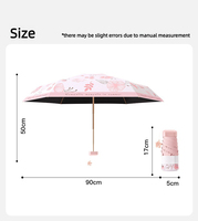 Parapluie de poche floral ultra-léger 5 plis en vinyle anti-UV personnalisé pour femme, idéal soleil et pluie, portable, cadeau de voyage