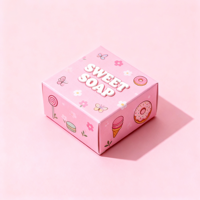 Boîte à savon rose rêveuse de qualité supérieure, rectangulaire, taille personnalisée, dossiers, revêtement UV, papier imprimé