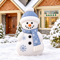 Bonhomme de neige gonflable de 1,5 m avec écharpe bleue et bonnet, bonhomme de neige lumineux à LED pour la décoration de Noël en extérieur
