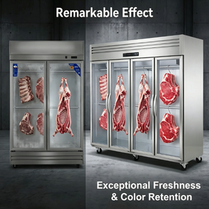 Vitrine Réfrigérée Commerciale à 4 Portes Verticales en Acier Inoxydable à Refroidissement Direct <span class=keywords><strong>Grande</strong></span> Capacité pour <span class=keywords><strong>Boucherie</strong></span> - Product Image 3