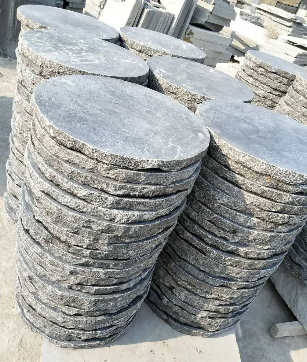 حجر خطوة عتيق مستدير Flagstone في بلوستون حجر الجيري الصيني الأزرق L828 للتطبيقات الخارجية حجر صلب بلوستون صيني