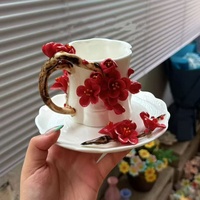 Tasse à café en céramique Lelyi Creative, faite à la main, à relief floral 3D, simple, élégante et délicate, style frais