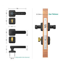 Comercial Tuya TTlock App Control remoto Palanca inteligente Manija Bloqueo Tarjeta de huellas dactilares Código Clave Control DE ACCESO Cerradura inteligente