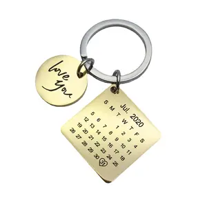 DIY के लिए चाबी का गुच्छा व्यक्तिगत कैलेंडर चाबी का गुच्छा हाथ नक्काशीदार कैलेंडर कीरिंग उपहार प्रेमी प्रेमिका निजी कस्टम उत्कीर्णन