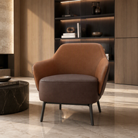 Fauteuil lounge à dossier haut en velours bicolore de style moderne du milieu du siècle |   Fauteuil d'appoint de lecture à dossier mi-haut avec structure en acier – Fournisseur en gros