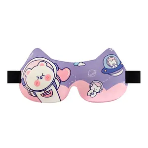 Custom Sleep Cover New Cat Ear Cartoon Printing Sleep Eye Mask Adultos Niños Sleep 3D Eye Mask