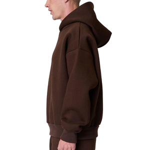 Sweat à <span class=keywords><strong>capuche</strong></span> en coton lourd surdimensionné 400 g/m² avec logo personnalisé, sweat à <span class=keywords><strong>capuche</strong></span> uni en molleton pour homme, coupe ample décontractée pour l'hiver - Product Image 3