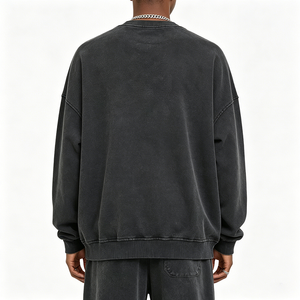 Felpa Girocollo da Uomo Personalizzata <span class=keywords><strong>con</strong></span> LOGO, Produttore di Abbigliamento Streetwear, Pesante 100% Cotone Traspirante, Stile Vintage, Ricamo <span class=keywords><strong>3D</strong></span> - Product Image 3