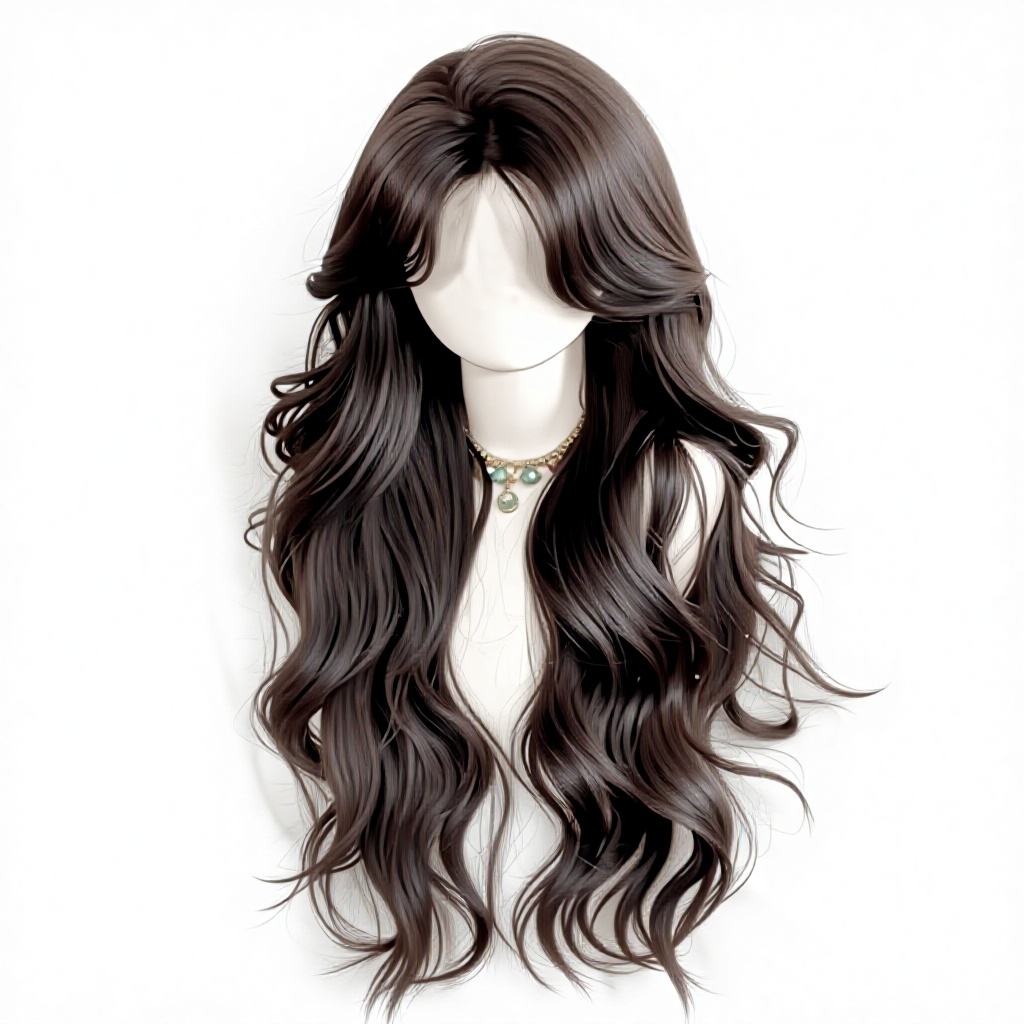 ผมแท้ 30 เส้น สีธรรมชาติ ทรงแสกกลาง ลอนใหญ่