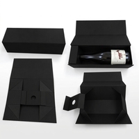 Boîte cadeau magnétique pliable en gros pour vin, emballage plat en papier pour bouteille de vin individuelle