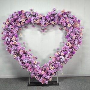C-HA014 Arco Floreale a Forma di Cuore Artificiale all'Ingrosso, Sfondo con Rose, Arco a Cuore per Decorazioni Matrimoniali - Product Image 2