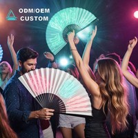 Éventail de danse grand format personnalisé 2026, effet UV réfléchissant, fantaisie, en bambou et tissu, pliable à la main, pour rave, éventail néon UV