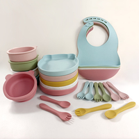 Ensemble de vaisselle en silicone de qualité alimentaire pour tout-petits, compatible lave-vaisselle, assiette d'apprentissage en forme d'ours, bol antidérapant pour soupe