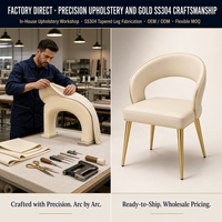 Chaise de salle à manger de luxe légère dossier en cuir PU véritable haut de gamme en acier inoxydable design simple et moderne pour petits meubles de maison