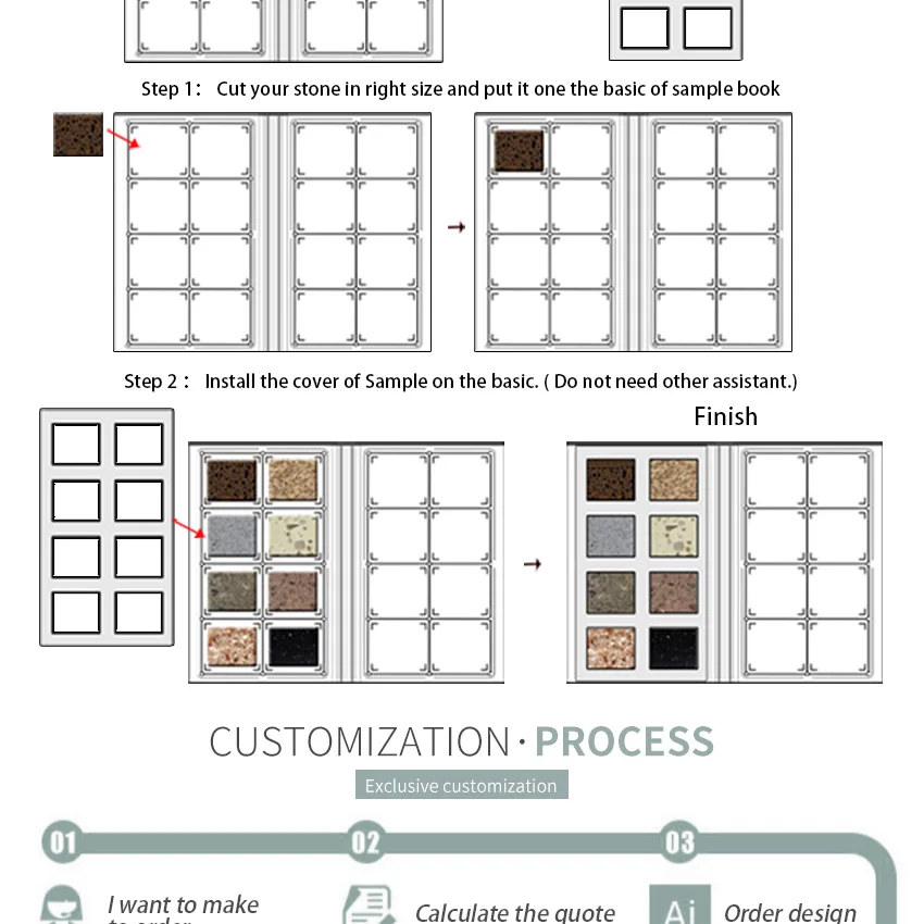 Tsianfan Mosaic Panel Brochure Case Packing Specimen Folder Tile Display Ceramic Stone Granite Marble Quartz Plastic Sample Book
