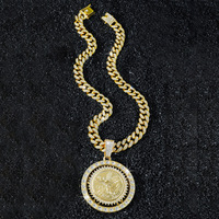 Nuevo Collar con Colgante de Ángel Giratorio Personalizado de Estilo Punk con Cadena Cubana de Circonio para Hombre, Chapado en Oro