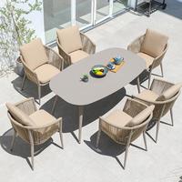 Ensemble de salle à manger de patio 10 places, mobilier d'extérieur, ensemble de bancs, chaises en rotin PE, ensemble de salle à manger d'extérieur avec table extensible