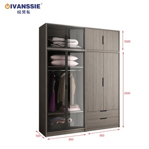 Armadio Moderno in MDF con Ante in Vetro, Design Semplice, Mobile per Camera da Letto e Soggiorno - Product Image 3