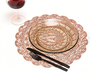 แผ่นรองจานกันน้ำแผ่นรองจานลายใบไม้ทำจากพีวีซีทรงกลมดีไซน์ลายคริสต์มาสแผ่นรองจาน - Product Image 6