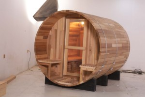 Kit extérieur de sauna de baril <span class=keywords><strong>en</strong></span> <span class=keywords><strong>bois</strong></span> de cèdre avec le sauna de baril de poêle à <span class=keywords><strong>bois</strong></span> à vendre - Product Image 5