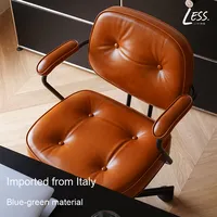 Chaise de bureau ergonomique en cuir au design moderne de style nordique, pivotante, réglable en hauteur, confortable, avec pieds en métal