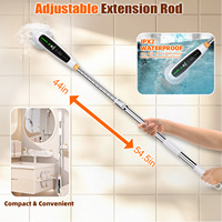 Brosse électrique rechargeable, nettoyeur de salle de bain amélioré, brosse de nettoyage de douche électrique avec poignée extensible 4 têtes de brosse