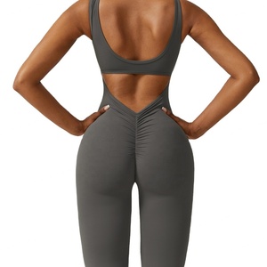 Mono de yoga de cintura alta para mujer, informal, con cuello cuadrado, sin mangas, largo - Product Image 2