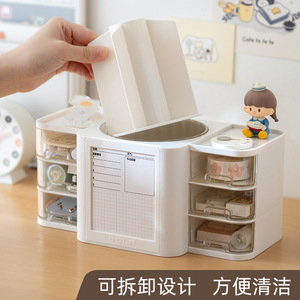Desktop Transparent Drawer Organizer With <b>Rotating</b> Pen Holder And Planner Pad For Student <b>Desk</b> Storage - Product Image 4