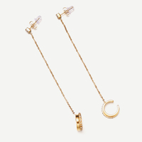 Boucles d'oreilles longues en acier inoxydable plaqué or 18 carats à la mode pour femmes