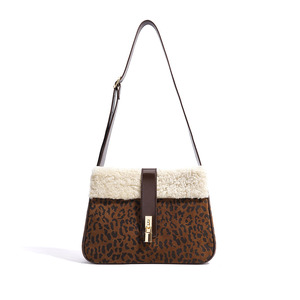 Bolso Bandolera de Invierno para Mujer, de Lujo, de Ante y Piel de Vacuno, Estilo Retro con Solapa en Contraste, Venta al por Mayor, MOQ Bajo - Product Image 3