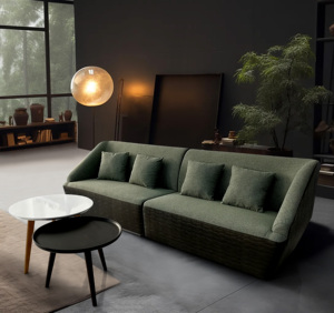 Canapé modulaire de luxe moderne à deux places en tissu et acier inoxydable, garantie 3 ans, pour salon, villa, entrepôt - Product Image 1