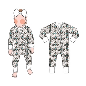 천연 친환경 무독성 대나무 섬유 아기 지퍼 긴팔 롬퍼 <span class=keywords><strong>0</strong></span>-24개월 안전 유아 점프슈트 - Product Image 1
