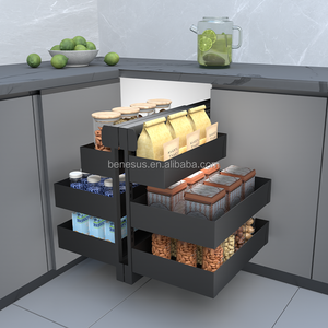 Modern 3-Layer Metal Magic Corner <b>Storage</b> <b>Unit</b> Soft Close With 6 Basket Universal Installation in <b>Kitchen</b> Cabinets Magic Corner/ - Product Image 4