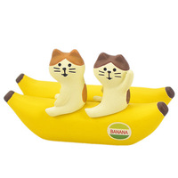 Porte-cartes de visite mignon en forme de chat banane - Cadeau créatif pour les couples et les amis - Article décoratif compact pour le bureau et la maison
