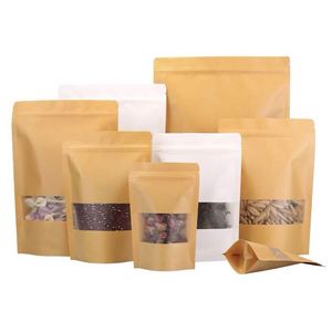 Sac en papier kraft écologique avec fenêtre, sachet refermable à fermeture éclair, emballage alimentaire, sachet pour thé, noix - Product Image 2