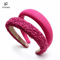 IFOND Vente en gros de bandeaux pour cheveux, série rose, en tissu tweed tricoté, rembourrés en éponge, larges, pour femmes et filles