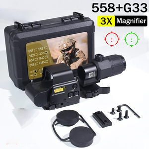 5D ยุค558โฮโลแกรม collimator สีแดงจุดสายตาขอบเขต G33/G43 G45 5X แว่นขยายยุทธวิธีการล่าสัตว์อลูมิเนียมอัลลอยด์ <span class=keywords><strong>QD</strong></span> - Product Image 1