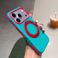 Casing Magnetik 3D Mesh 8 Warna Kustom untuk iPhone 18 Pro Max 17 16 15 14, Penyangga Putar 360 Derajat Pembuang Panas Pelindung Tiga Lapis