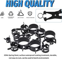 Kit d'assortiment de 130 pinces à ressort pour flexibles de 6-25 mm avec pince à flexibles plate pivotante, pinces en acier à tension constante