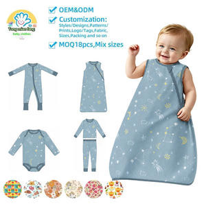 Saco de Dormir para Bebé de Fibra de Bambú con Estampado de Constelaciones Dibujadas a Mano, Color Azul Grisáceo, Venta al Por Mayor - Product Image 1