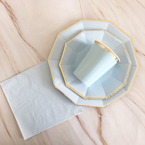 ชุดจานกระดาษและกระดาษเช็ดปากแบบใช้แล้วทิ้ง ลายลูกไม้ปั๊มร้อนสีพื้น ดีไซน์ใหม่ - Product Image 5