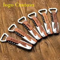 Nieuwe Ontwerp Aangepaste Logo Gedrukt Metalen Hout Corkscrew Wijn Flesopener Draaien Handvat Wijn Laser Blank Houten Kurkentrekker
