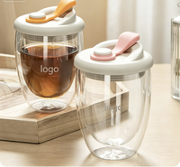 Gobelets à café glacé côtelés de 20 oz avec couvercles, logo personnalisé, 4 gobelets en verre vintage